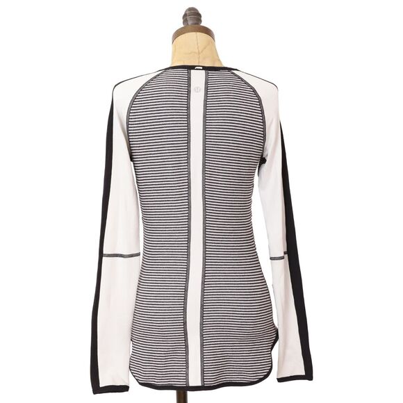 LULULEMON 2012 Reversibile Runder Under Long Sleeve Top 6 Pique Black White B42 - Picture 5 of 6